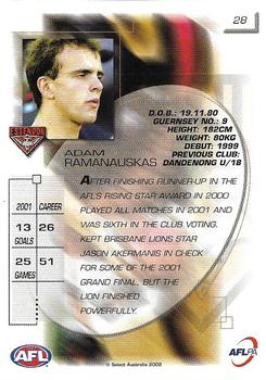 2002 Select AFL Exclusive - Promos #28 Adam Ramanauskas Back